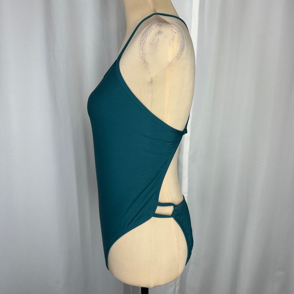 JOLYN Alyssa One Piece Swimsuit Size 34 US 8/10 Teal Open Back Athletic - Picture 5 of 12
